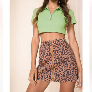 FREE PEOPLE WE THE FREE Animal Print Zip It Up Printed Mini Skirt Size 26